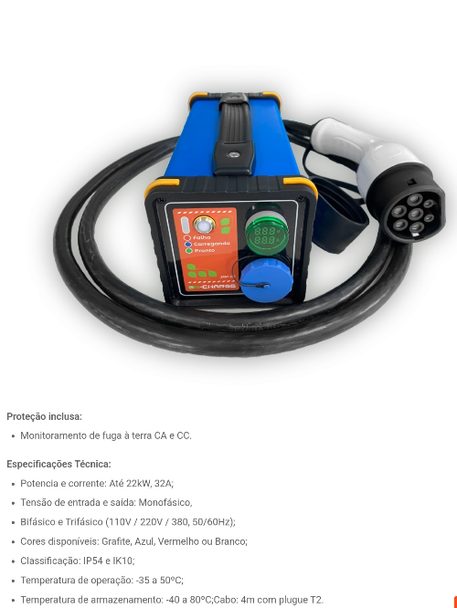 Carregador Portátil JAP-02 com 22kw
