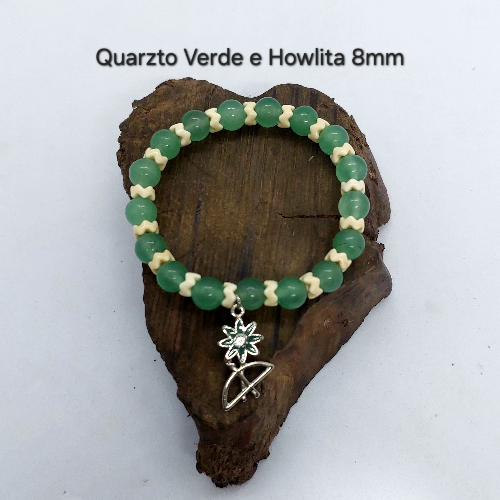 Pulseira Quartzo Verde e Howlita 8mm