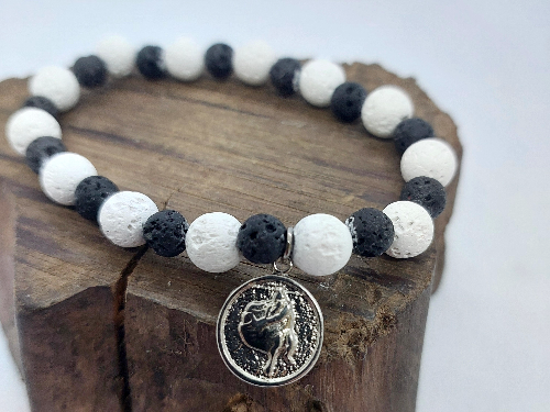 Pulseira Vulcânica Preta e Branca 8 e 6mm