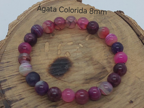 Pulseira Ágata Colorida 8mm