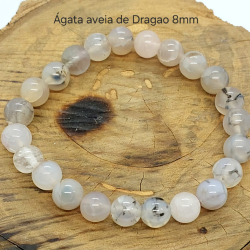 Pulseira Ágata Veia de Dragao 8mm