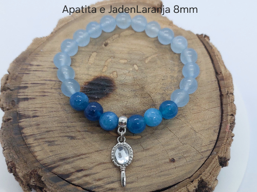 Pulseira Apatita e Jade  8mm