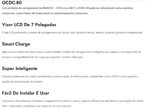 Carregador Comercial 80kw