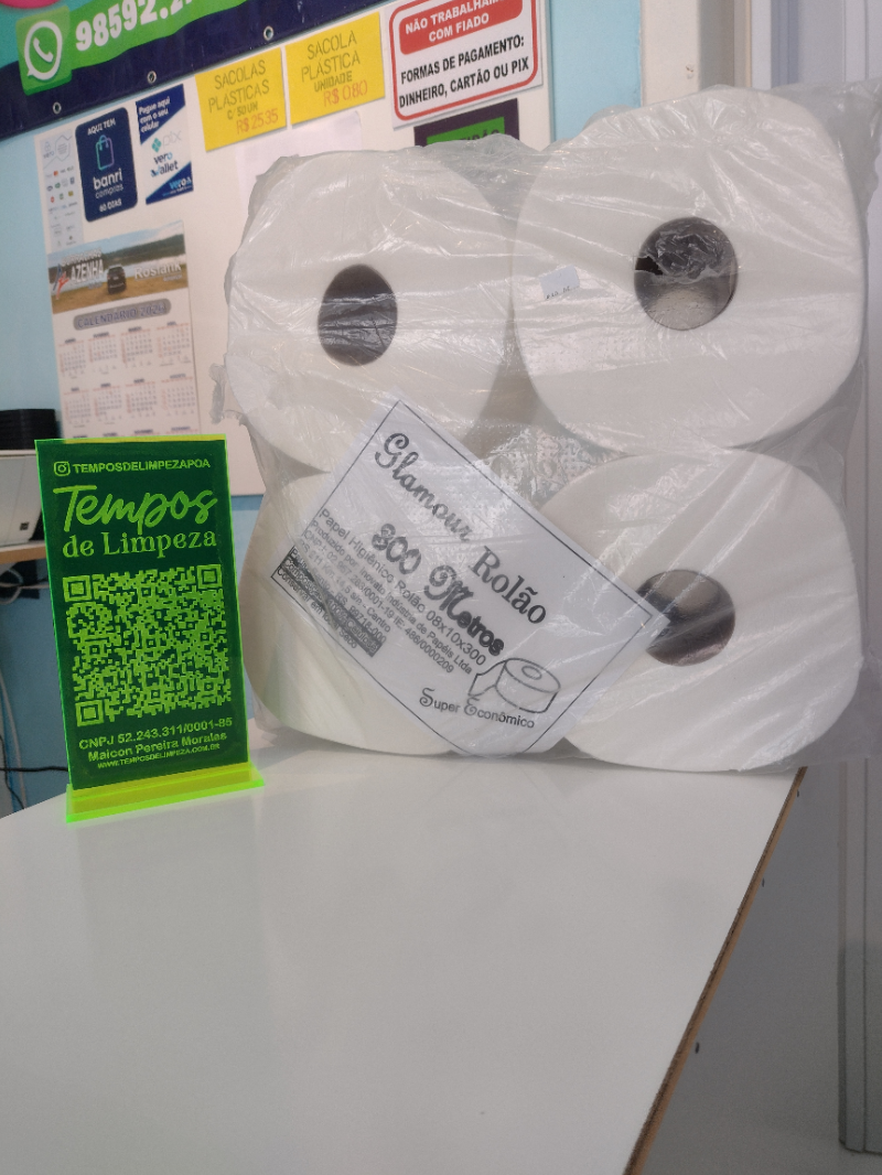 Fardo papel higiênico Rolo 300 metros bco