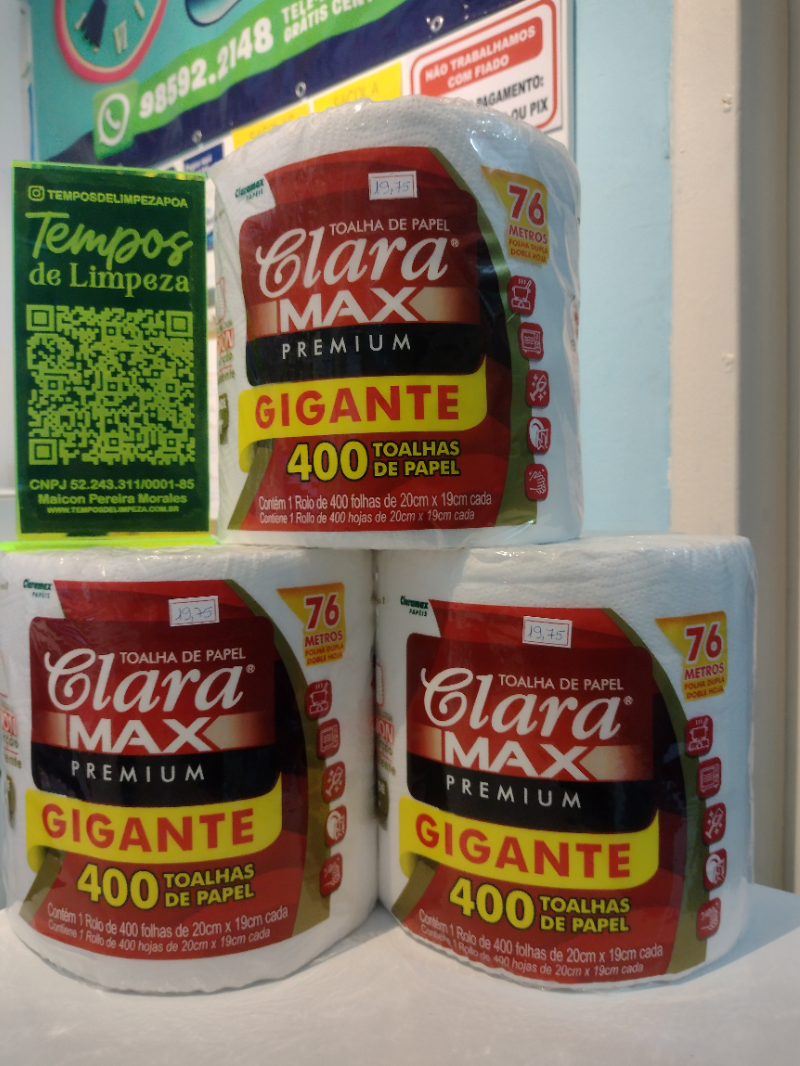 Papel toalha clara Premium 400 folhas super absorvente