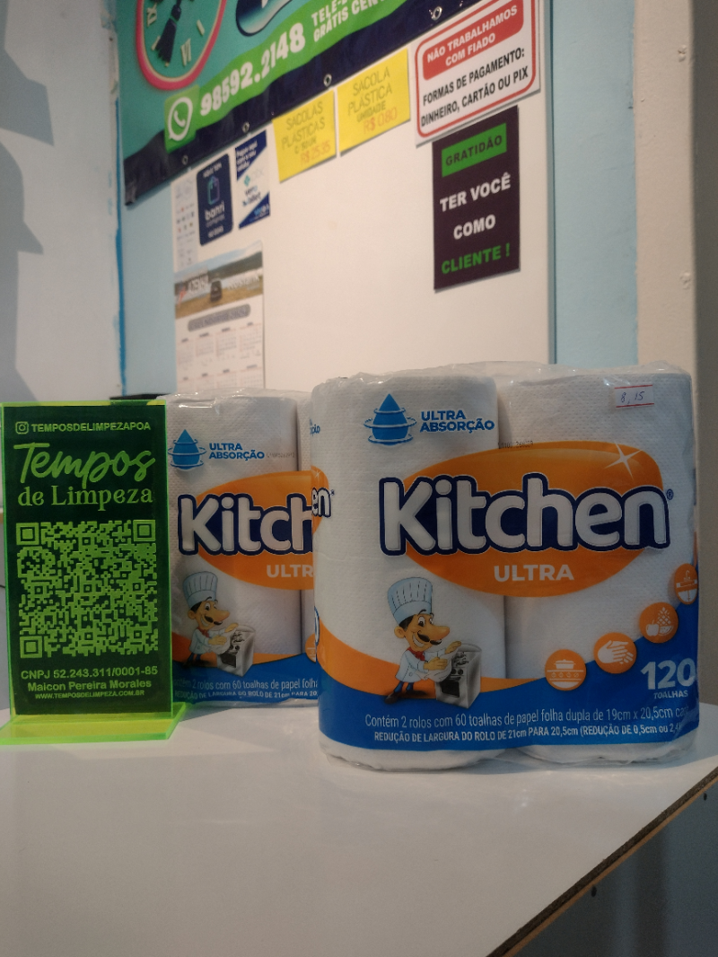 Toalhas de Papel Kitchen dupla absorção com 120 folhas
