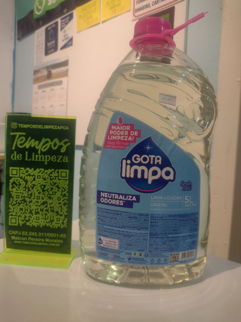 Detergente louça 5 litros Gota ? Limpa Neutraliza Odores.