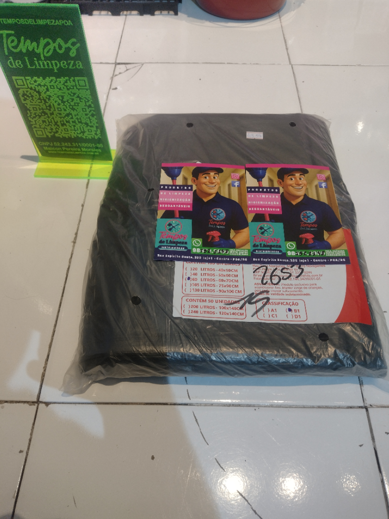 Sacos de lixo 60 litros resistente para lixeiras médias com 100 unidades