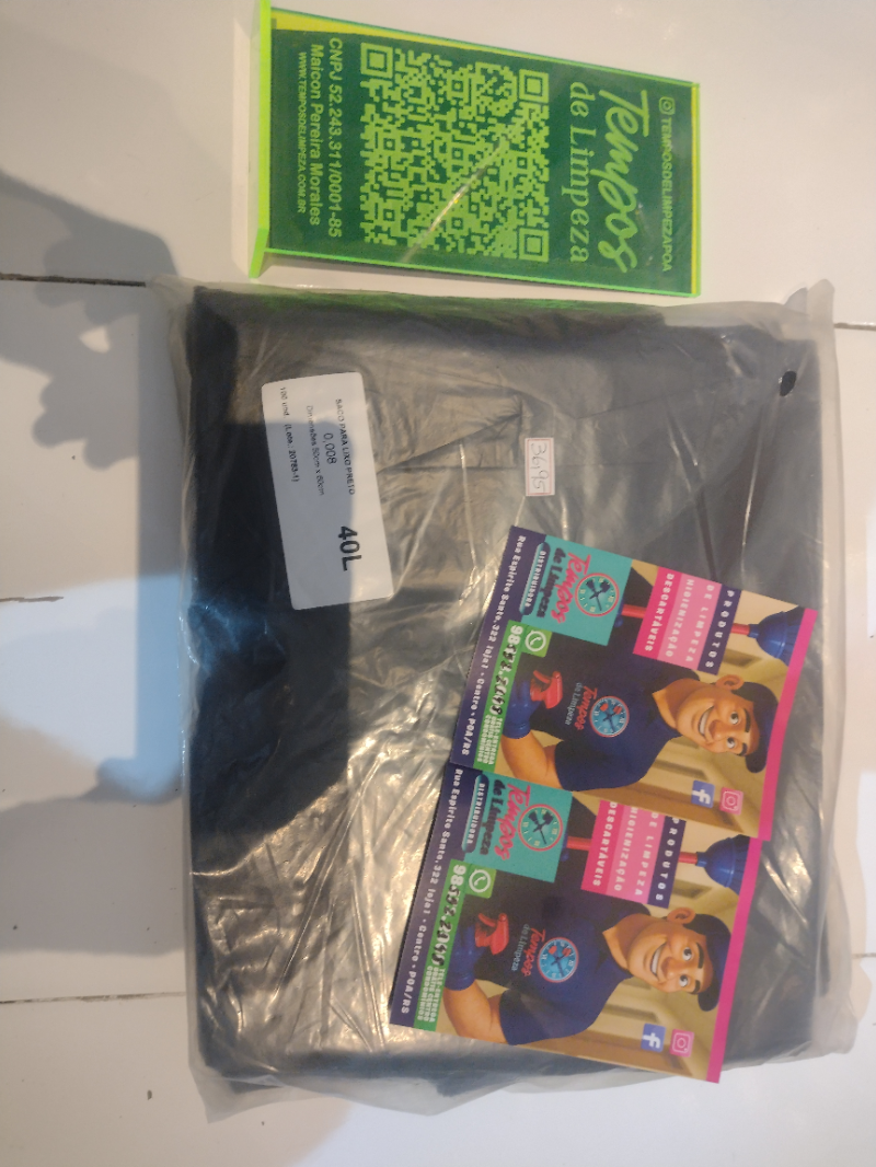 Sacos para lixo preto 40 litros 8 micras super resistente