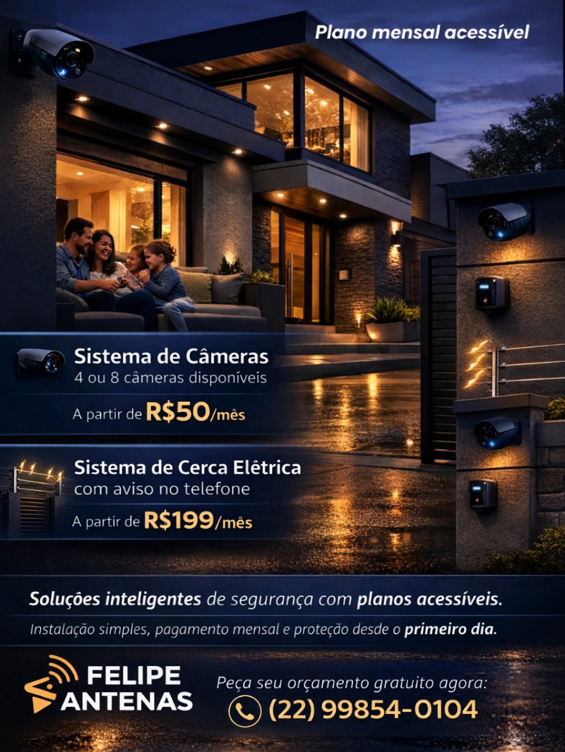 SISTEMA DE CÂMERAS, ALARME E CERCA ELÉTRICA