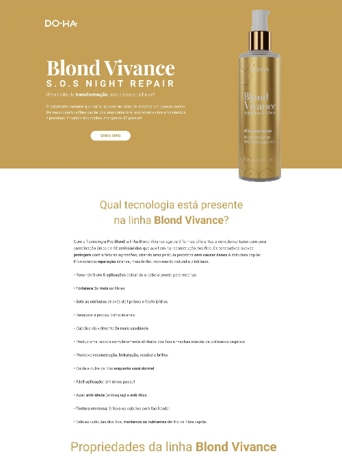 Blond Vivance S.O.S Night Repair Sérum é um tratamento reconstrutor noturno.