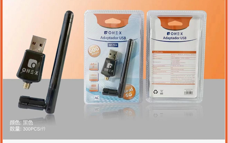 Adaptador Wifi Usb Dual Band Ac 600 5g Antena 2dbi InternetWF-7518
