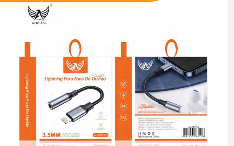 Cabo Adaptador Auxiliar Fone Ouvido P2 Lightning IPHONE