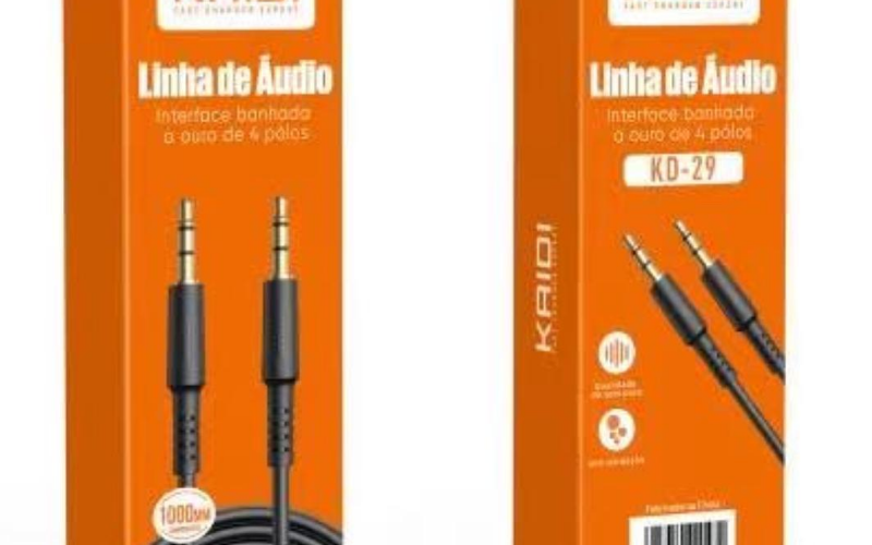 Cabo P2 Auxiliar Estéreo Áudio 1m —Kadi