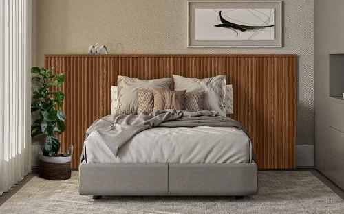 Cabeceira Casal Painel Laranjeiras com Frame 2.4 Ripada Linea Brasil