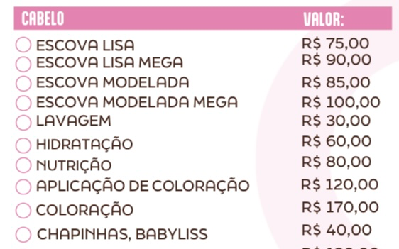 TABELA DE VALORES ESCOVARIA