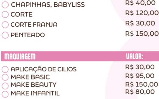 TABELA DE VALORES ESCOVARIA