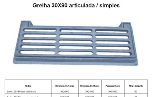 Grelha de Ferro Fundido 30x90 Art. Boca de lobo padrão.