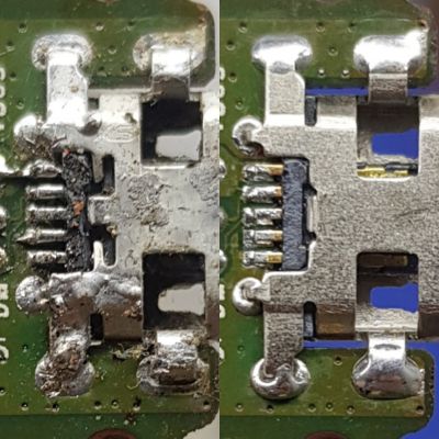 Troca de conector de carga.