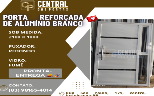 Porta Reforçada em Alumínio Branco