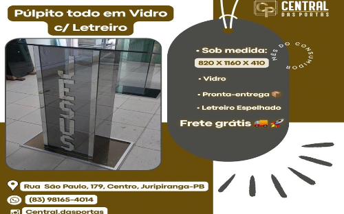 Púlpito todo em Vidro c/Letreiro