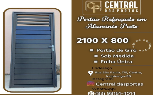 Portão Reforçado em Alumínio Preto