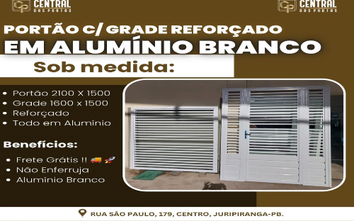 Portão c/ Grade Reforçado em Alumínio Branco