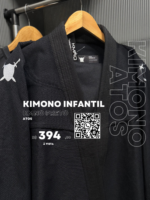 Kimono infantil KMNO preto Atos