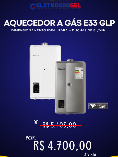 AQUECEDOR A GÁS E33 GLP