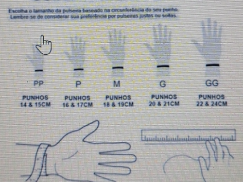 TABELA DE TAMANHOS PULSEIRAS