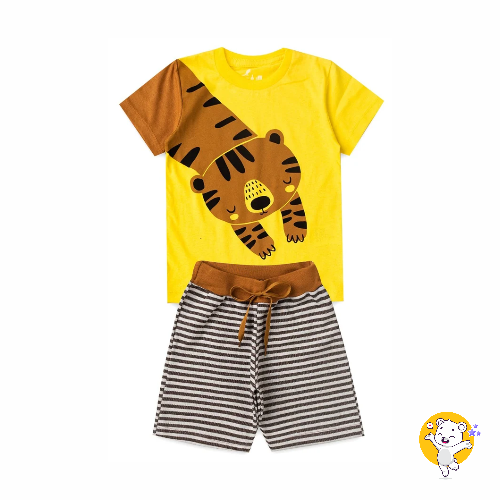 Conjunto Infantil Menino Verão Tigre Kangulu Amarelo